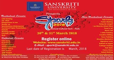 Sanskriti University will be organizing Annual Fest Spark 2018